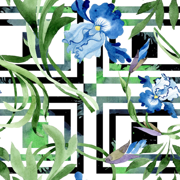 Ornament floral botanical flowers. Watercolor background illustration set. Seamless background pattern. - Foto, imagen