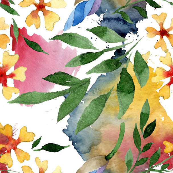 Ornament floral botanical flowers. Watercolor background illustration set. Seamless background pattern. - Fotografie, Obrázek