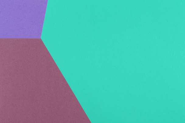 Paper empty purple, green, brown background, geometrically located. Color blank for presentations, copy space. - Zdjęcie, obraz