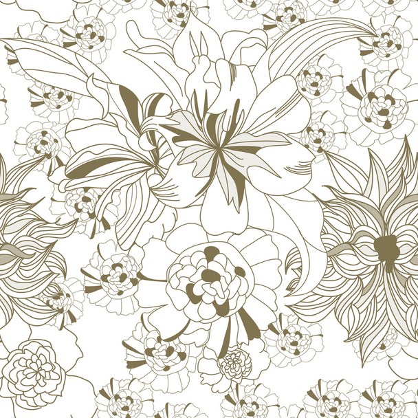 Floral seamless wallpaper - Vector, Imagen