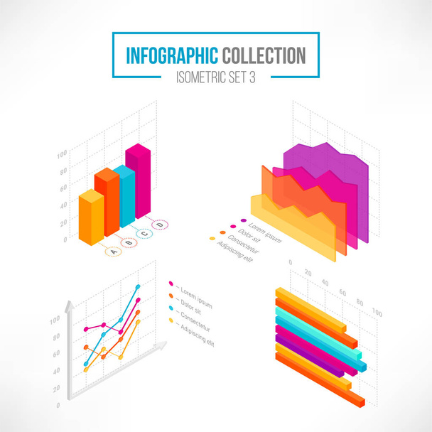 Isometric data tools finance diagram - Vettoriali, immagini