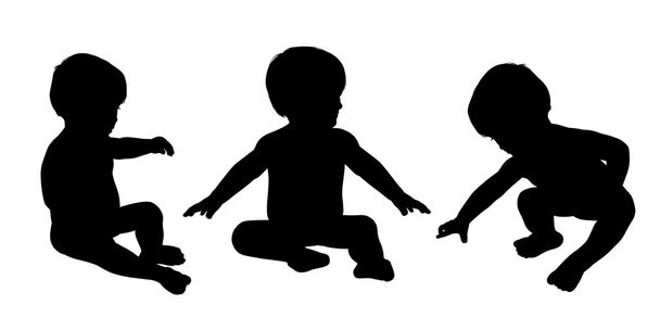 kleine baby sitting silhouetten set 3 - Foto, Bild