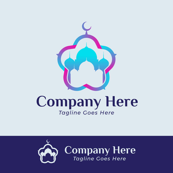 Nowoczesne islamskie logo z symbolem półksiężyca dla aplikacji, Wspólnota, meczet, firma, biznes, Islamic Center - Wektor, obraz