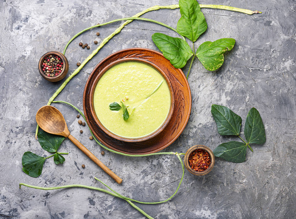 Fresh asparagus soup in bowl - Photo, Image