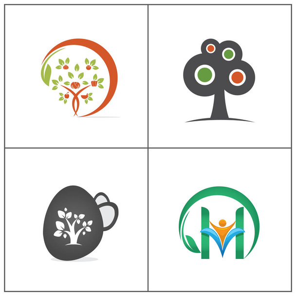 Egészség-és gondozási fa vektor logo tervezés. Zen masszázs központ ikonra. Herbal termék illusztrációk. bio-és gyógyszertári logók - Vektor, kép