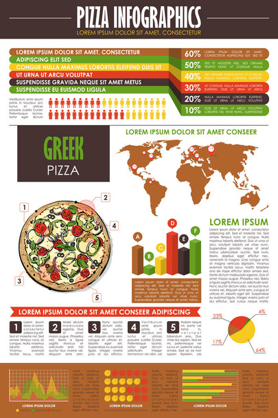 Pizza infographic collection. Vector charts and diagrams templat - Vector, afbeelding