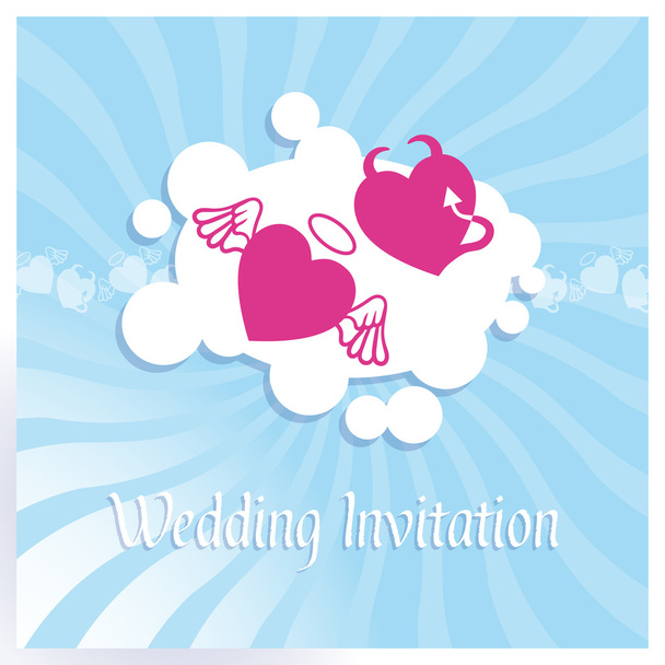 Wedding invitation with abstract hearts - Vektör, Görsel