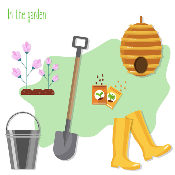 Conjunto de utensílios de jardim e eletrodomésticos. Ilustração vetorial plana
. - Vetor, Imagem