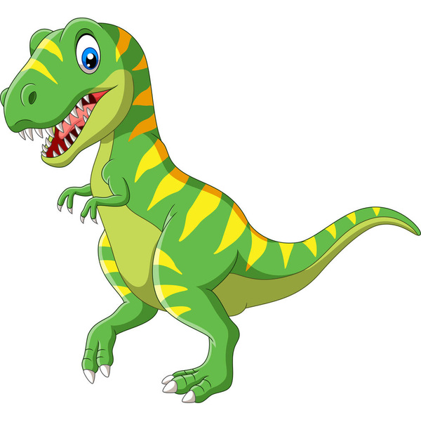 Illustrazione vettoriale di dinosauro verde del fumetto su sfondo bianco - Vettoriali, immagini