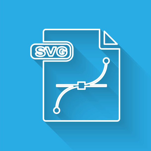 Valkoinen viiva SVG tiedosto asiakirja. Lataa svg painiketta kuvake eristetty pitkä varjo. SVG-tiedoston symboli. Vektorikuvaus
 - Vektori, kuva
