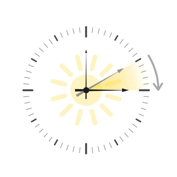 clock with sun summer time daylight saving time - Vector, Image