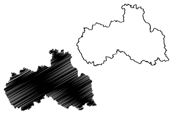 Liberec Bölgesi (Bohem toprakları, Çekya, Çek Cumhuriyeti Bölgeleri) harita vektör illüstrasyon, karalama kroki Liberec harita - Vektör, Görsel