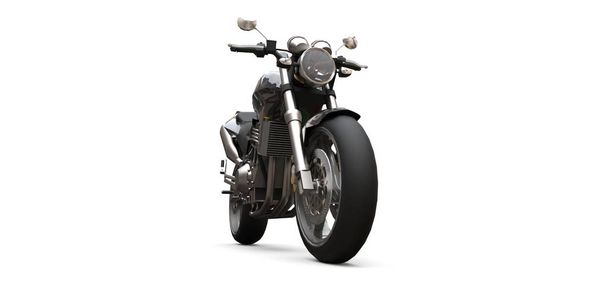 Czarny miejski Sport dwumiejscowy motocykl na białym tle. ilustracja 3D. - Zdjęcie, obraz