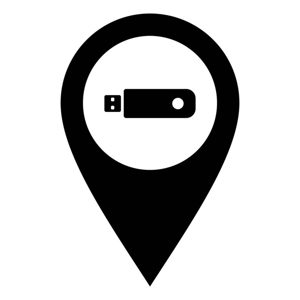 USB-Stick und Standort-Pin - Vektor, Bild