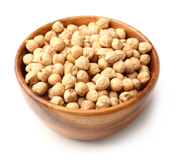 Bowl with raw chickpea on white background - Photo, Image