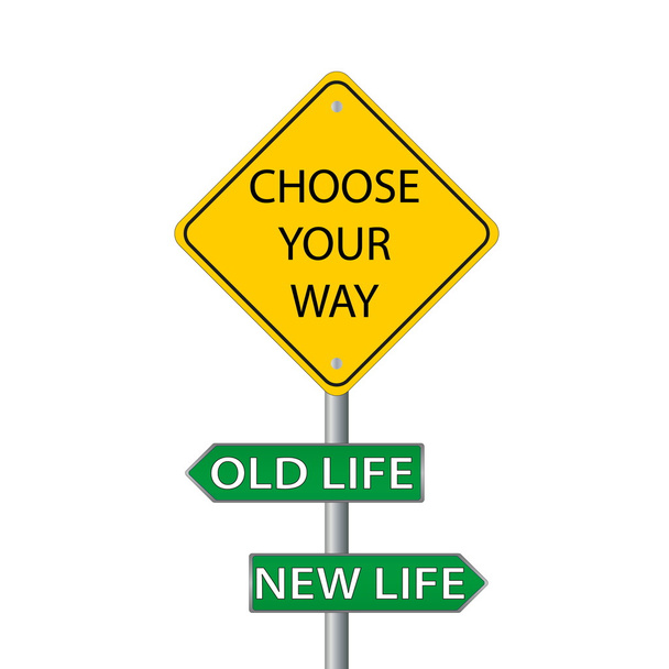 elegir su camino, la vida vieja o nueva
 - Vector, imagen