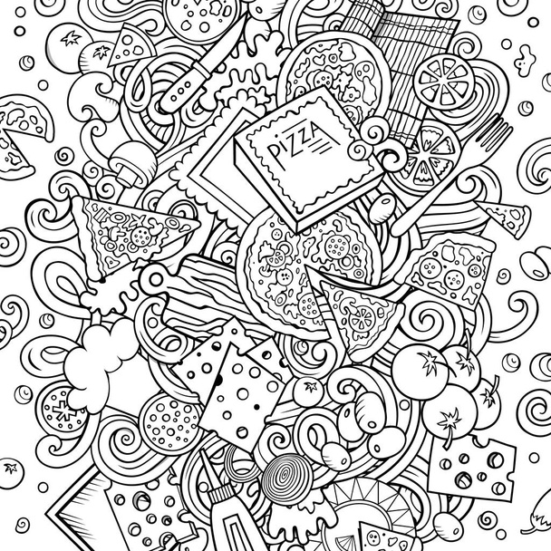 Desenhos animados arte linha bonito doodles Pizza ilustração
 - Foto, Imagem