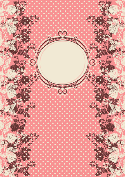 Cartão de convite vintage com rosas
 - Vetor, Imagem