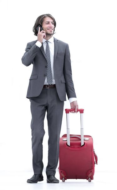 successful businessman with travel suitcase - Fotó, kép