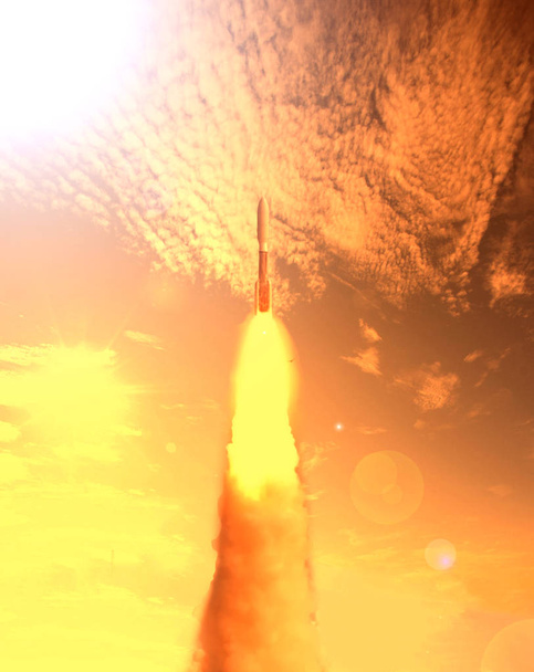 Roket ve ışık. Nasa tarafından döşenmiş bu görüntünün unsurları. - Fotoğraf, Görsel