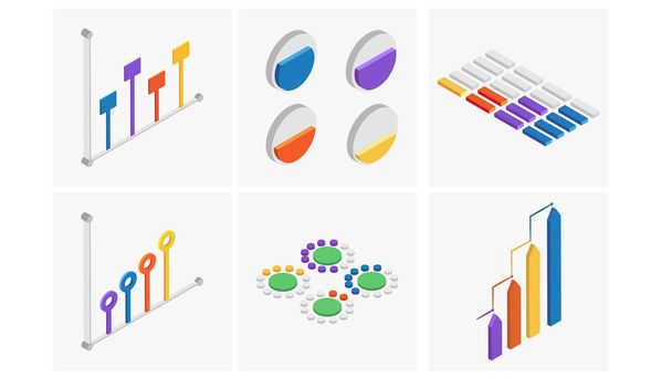 Isometric set of colorful infographics element. - Vettoriali, immagini