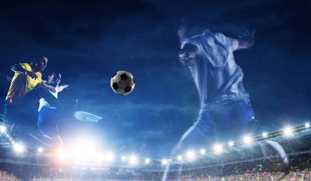 Black businessman on virtual reality football match - Fotó, kép