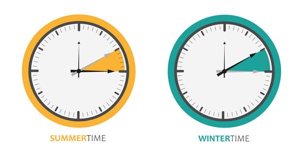 cambio de reloj verano e invierno - Vector, imagen