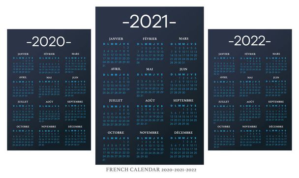 französischer Kalender 2010-2021-2022 Vektorvorlage - Vektor, Bild