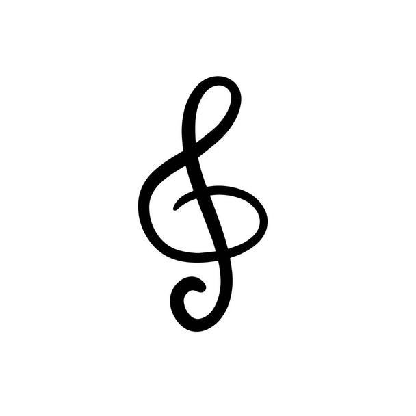Treble ciągnione ręcznie rysowane element muzyczny symbol wektor - Wektor, obraz