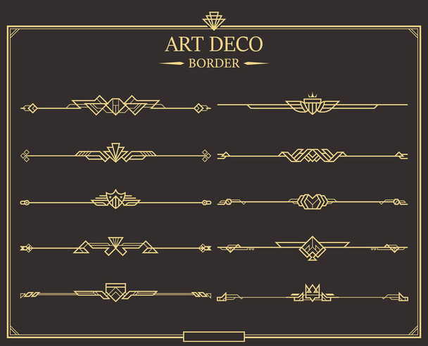 Set de divisores de página caligráfica Art deco oro
. - Vector, Imagen