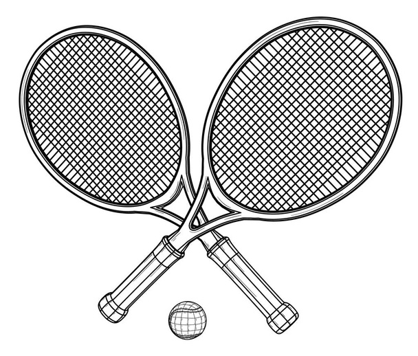 Due racchette da tennis e palla
. - Vettoriali, immagini