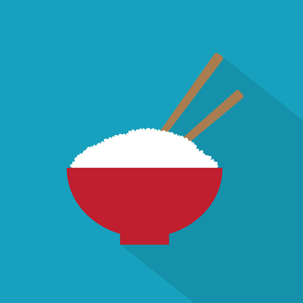 Miska na rýži s ikonou hůlky-vektorová ilustrace - Vektor, obrázek