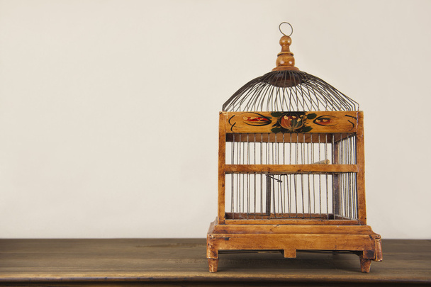 Klatka dla ptaków na drewniane półki - Zdjęcie, obraz