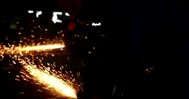 Grinding and cutting of metal, sheaf of sparks - Footage, Video