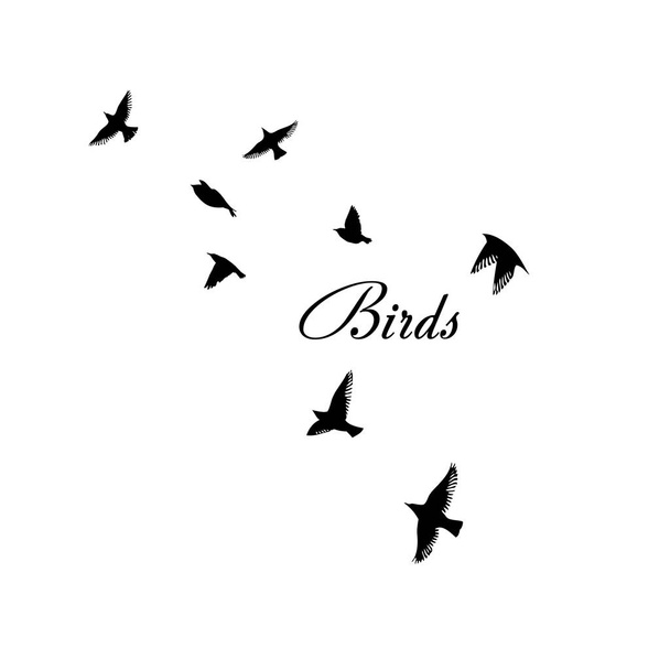 Stado latających ptaków. Ilustracja wektora - Wektor, obraz