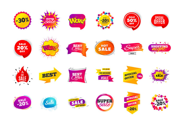 Sale banner badge. Special offer discount tags. Coupon shape templates. Best offer badge. Super discount icons. Vector - Vector, Image