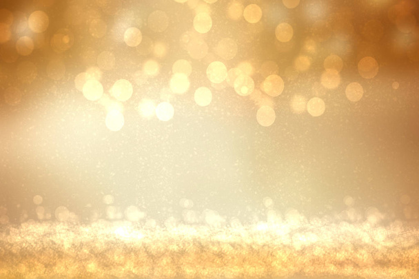 Une texture abstraite festive de fond dégradé jaune doré avec des cercles de bokeh scintillants et déconcentrés. Concept de carte pour Bonne année, fête, invitation, Saint-Valentin ou d'autres vacances
. - Photo, image