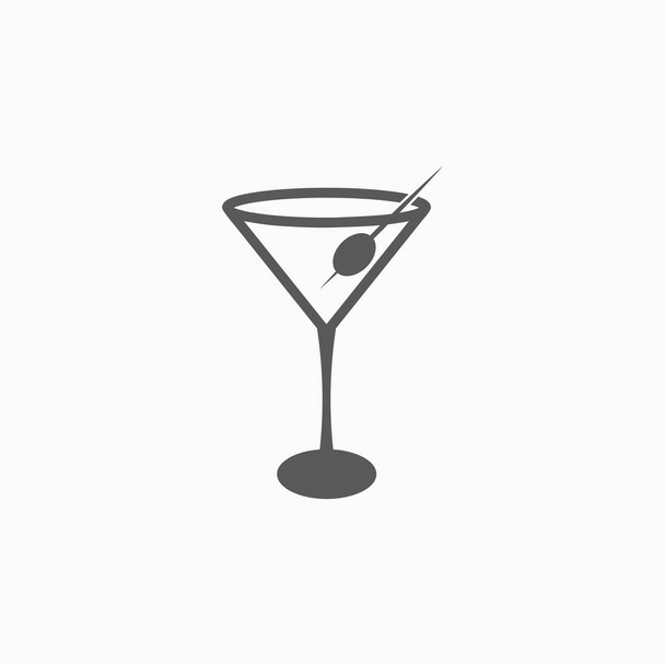 Martini glas pictogram, glas vector, cocktail pictogram, wijn vector, drank pictogram, drankje illustratie - Vector, afbeelding