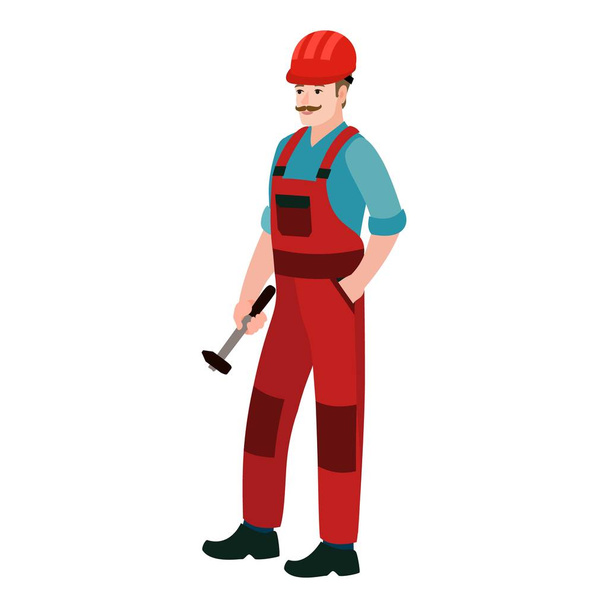 Man with hammer icon, flat style - Vecteur, image