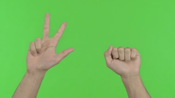 Both Hands Counting on Green Chroma Key - Footage, Video