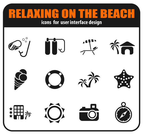 relajante en el conjunto de iconos de playa
 - Vector, imagen