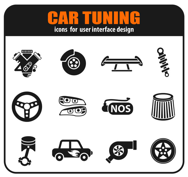Auto tuning icon set - Vector, afbeelding
