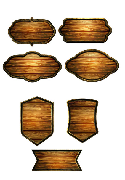 Vector realistic illustration of wooden signboard - ベクター画像