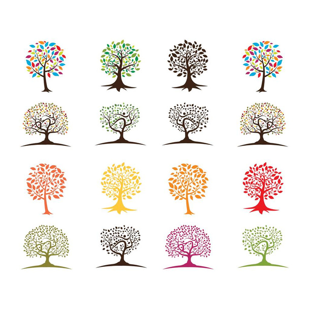 set of tree logo design vector - Vektor, kép
