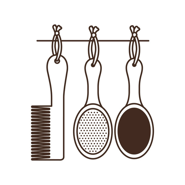 conjunto de peines y cepillos de pelo sobre fondo blanco
 - Vector, imagen