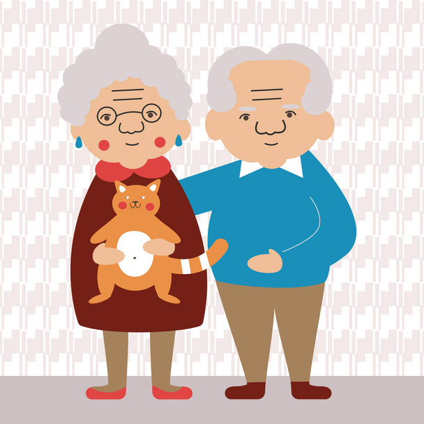 Национальный день бабушки и дедушки. Семейная иллюстрация. Пожилые родители
. - Вектор,изображение