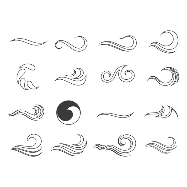 Modèle de logo de vague d'eau symbole vectoriel ligne de nature
 - Vecteur, image