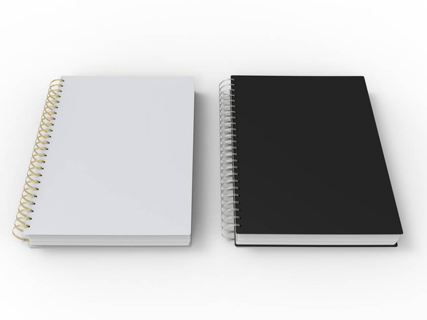 Cuadernos en blanco y negro con encuadernación en espiral
 - Foto, Imagen