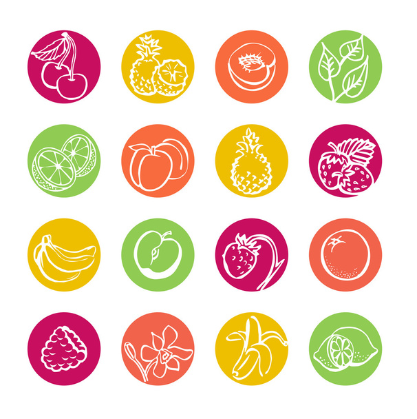 Icônes Web réglées. Fruits et baies. Aliments santé
 - Vecteur, image