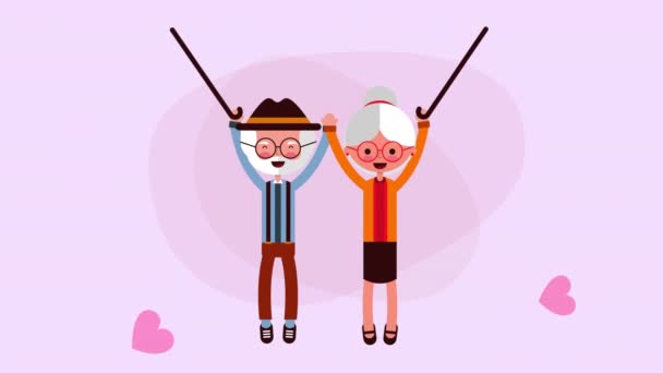 happy grandparents day card with couple lovers - Footage, Video